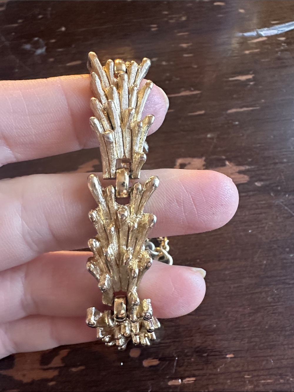 Monet 50’s 7” gold plate brutalist exploding panel bracelet